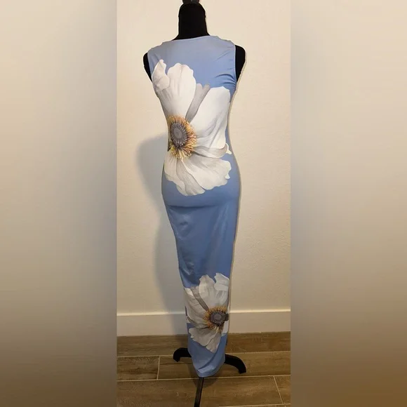 SHEIN Blue Floral Summer Spring Midi Dress - Picture 5 of 8